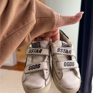 Golden Goose Kids White Sneakers with GreenBlack Accents